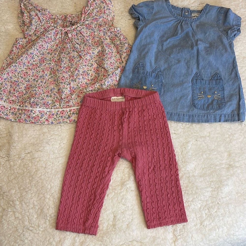 Carters Infant Girls Bundle. 6months. 2 Tops/1 pant.